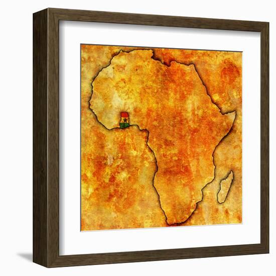 Ghana on Actual Map of Africa-michal812-Framed Art Print