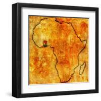 Ghana on Actual Map of Africa-michal812-Framed Art Print