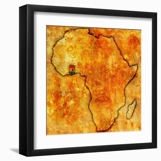 Ghana on Actual Map of Africa-michal812-Framed Art Print