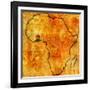 Ghana on Actual Map of Africa-michal812-Framed Art Print