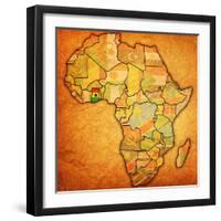 Ghana on Actual Map of Africa-michal812-Framed Art Print