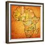 Ghana on Actual Map of Africa-michal812-Framed Premium Giclee Print