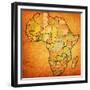 Ghana on Actual Map of Africa-michal812-Framed Premium Giclee Print