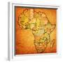 Ghana on Actual Map of Africa-michal812-Framed Premium Giclee Print