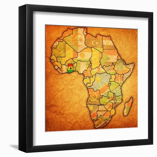 Ghana on Actual Map of Africa-michal812-Framed Art Print