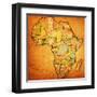 Ghana on Actual Map of Africa-michal812-Framed Art Print