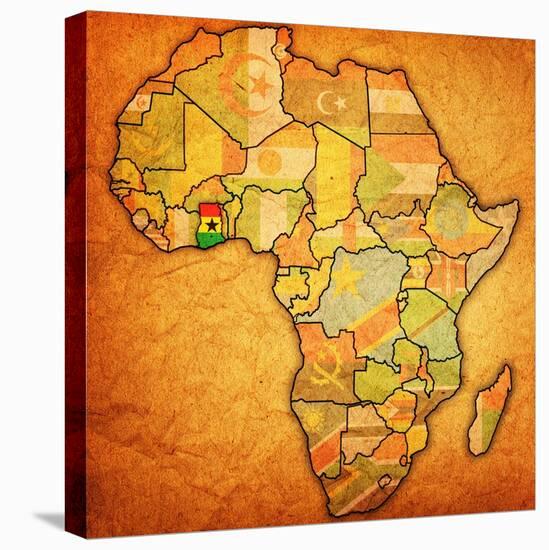 Ghana on Actual Map of Africa-michal812-Stretched Canvas