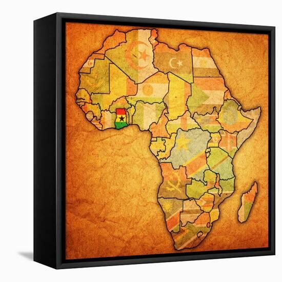 Ghana on Actual Map of Africa-michal812-Framed Stretched Canvas