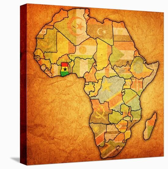 Ghana on Actual Map of Africa-michal812-Stretched Canvas