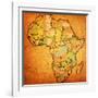 Ghana on Actual Map of Africa-michal812-Framed Art Print