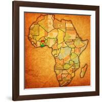 Ghana on Actual Map of Africa-michal812-Framed Art Print