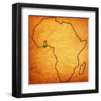 Ghana on Actual Map of Africa-michal812-Framed Art Print