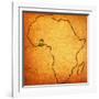 Ghana on Actual Map of Africa-michal812-Framed Art Print