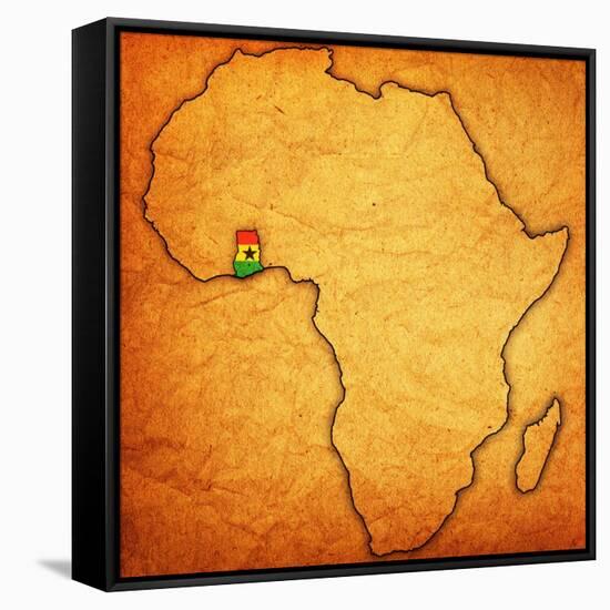 Ghana on Actual Map of Africa-michal812-Framed Stretched Canvas