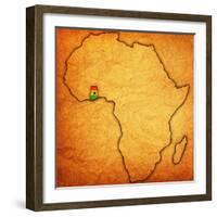 Ghana on Actual Map of Africa-michal812-Framed Art Print