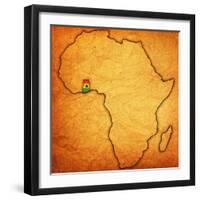 Ghana on Actual Map of Africa-michal812-Framed Art Print