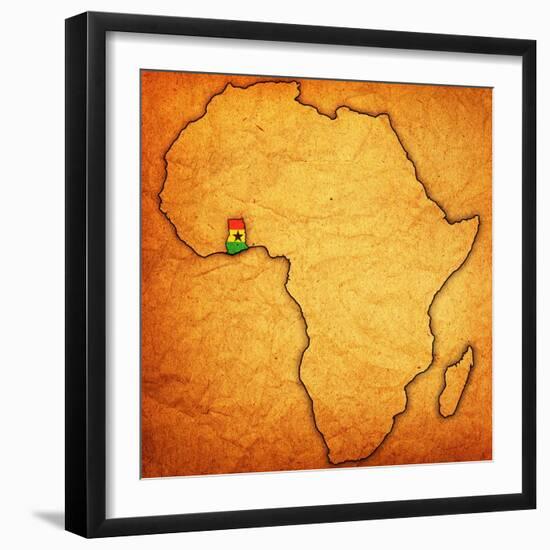 Ghana on Actual Map of Africa-michal812-Framed Art Print