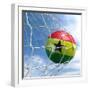 Ghanaian Soccer Ball in a Net-zentilia-Framed Art Print