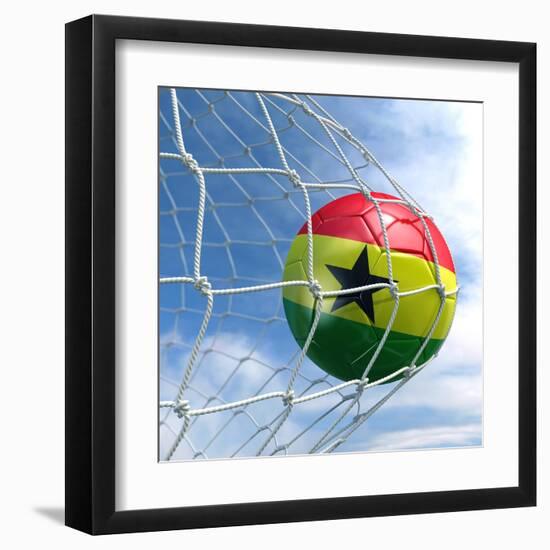 Ghanaian Soccer Ball in a Net-zentilia-Framed Art Print