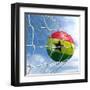 Ghanaian Soccer Ball in a Net-zentilia-Framed Art Print