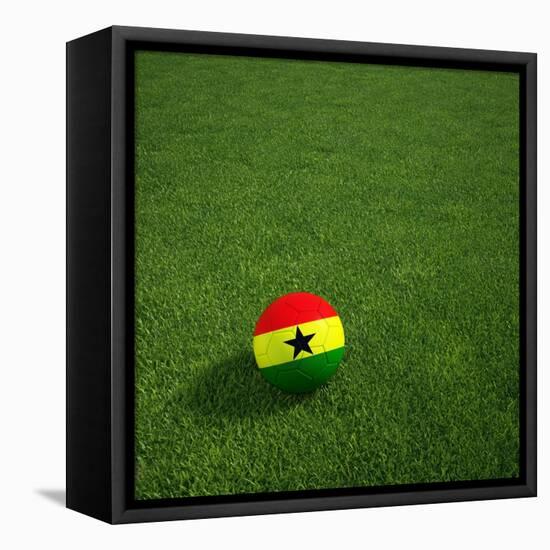 Ghanaian Soccerball Lying on Grass-zentilia-Framed Stretched Canvas