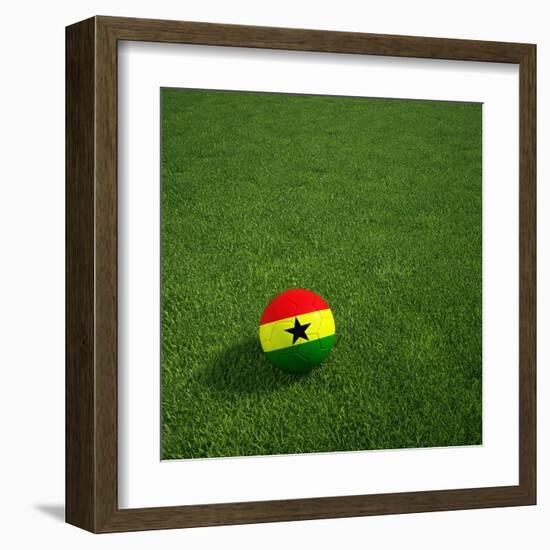 Ghanaian Soccerball Lying on Grass-zentilia-Framed Art Print