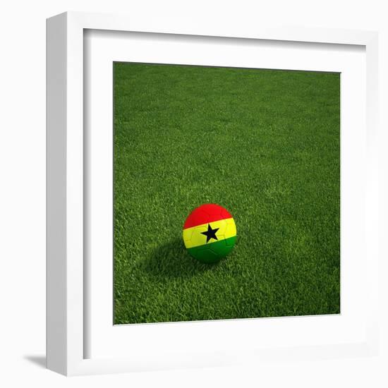 Ghanaian Soccerball Lying on Grass-zentilia-Framed Art Print