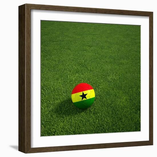 Ghanaian Soccerball Lying on Grass-zentilia-Framed Art Print