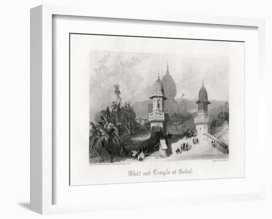 Ghat and Temple at Gokul, India, C1838-R Wallis-Framed Giclee Print