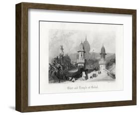 Ghat and Temple at Gokul, India, C1838-R Wallis-Framed Giclee Print