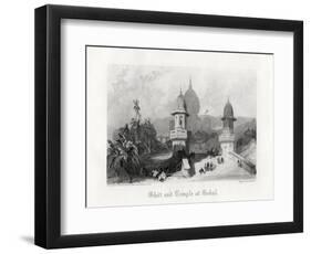 Ghat and Temple at Gokul, India, C1838-R Wallis-Framed Giclee Print
