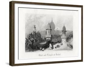 Ghat and Temple at Gokul, India, C1838-R Wallis-Framed Giclee Print