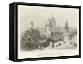 Ghat and Temple at Gokul, India-David Roberts-Framed Stretched Canvas