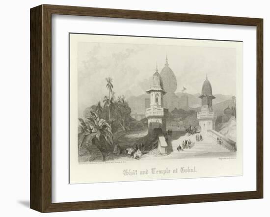 Ghat and Temple at Gokul, India-David Roberts-Framed Giclee Print