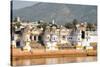 Ghats at Holy Pushkar Lake and Old Rajput Palaces, Pushkar, Rajasthan, India, Asia-Godong-Stretched Canvas