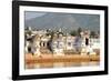 Ghats at Holy Pushkar Lake and Old Rajput Palaces, Pushkar, Rajasthan, India, Asia-Godong-Framed Photographic Print