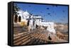 Ghats at Holy Pushkar Lake and Old Rajput Palaces, Pushkar, Rajasthan, India, Asia-Godong-Framed Stretched Canvas