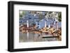 Ghats at Holy Pushkar Lake and Old Rajput Palaces, Pushkar, Rajasthan, India, Asia-Godong-Framed Photographic Print