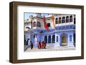 Ghats at Holy Pushkar Lake and Old Rajput Palaces, Pushkar, Rajasthan, India, Asia-Godong-Framed Photographic Print