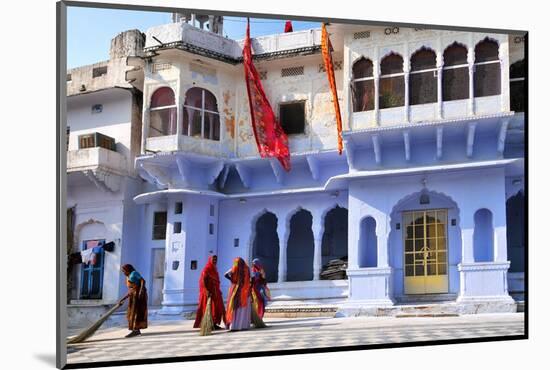 Ghats at Holy Pushkar Lake and Old Rajput Palaces, Pushkar, Rajasthan, India, Asia-Godong-Mounted Photographic Print