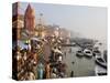 Ghats on the River Ganges, Varanasi (Benares), Uttar Pradesh, India, Asia-Jochen Schlenker-Stretched Canvas