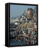 Ghats on the River Ganges, Varanasi, Uttar Pradesh State, India-Woolfitt Adam-Framed Stretched Canvas