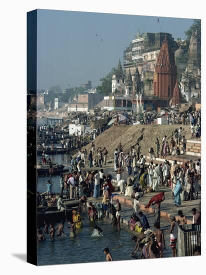 Ghats on the River Ganges, Varanasi, Uttar Pradesh State, India-Woolfitt Adam-Stretched Canvas