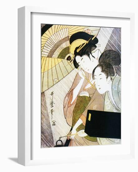 Gheisa and Chaperone on Rainy Night-null-Framed Giclee Print