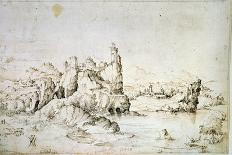 A Castle on a Rock in Mountainscape, 1540-Gherardo Cibo-Giclee Print