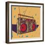 Ghetto Blaster Boombox Graphic Illustration-Ilya Stock Works-Framed Art Print