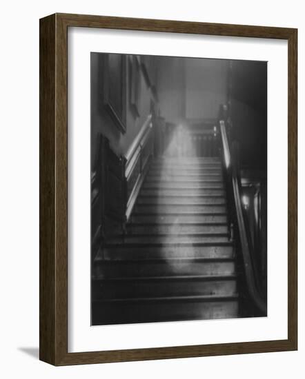 Ghost Descending the Staircase at Raynham Hall, Norfolk, England-null-Framed Photographic Print