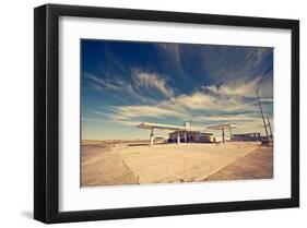 Ghost Gas Station on Route 66-null-Framed Art Print