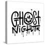 Ghost Night - Urban Style Graffiti Lettering Sprayed with Leak in Black on White. Vector Hand Drawn-Svetlana Shamshurina-Stretched Canvas