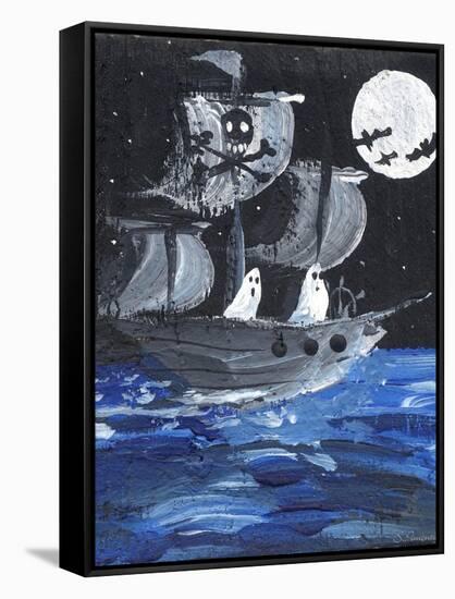 Ghost Ship Skull & Cross Bones Halloween-sylvia pimental-Framed Stretched Canvas